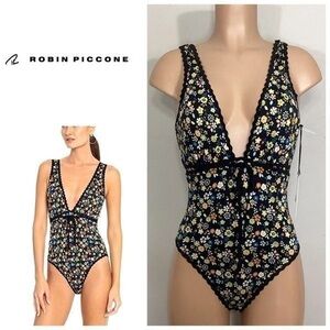 Robin Piccone Sabina Plunge Floral One Piece Swimsuit